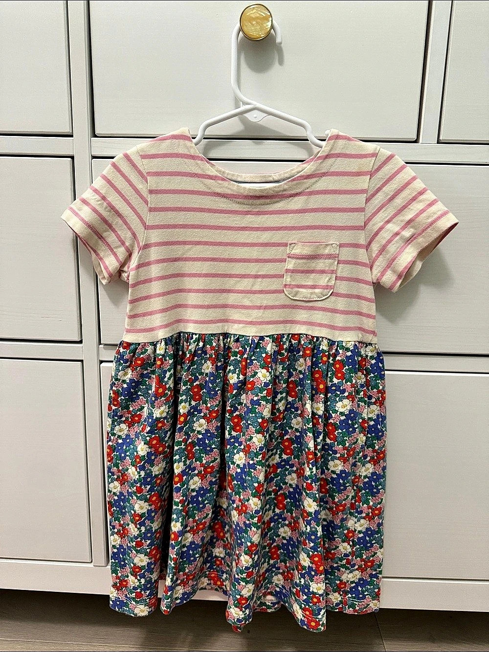 Mini Boden Girls Floral Stripe Dress Size 4-5Y